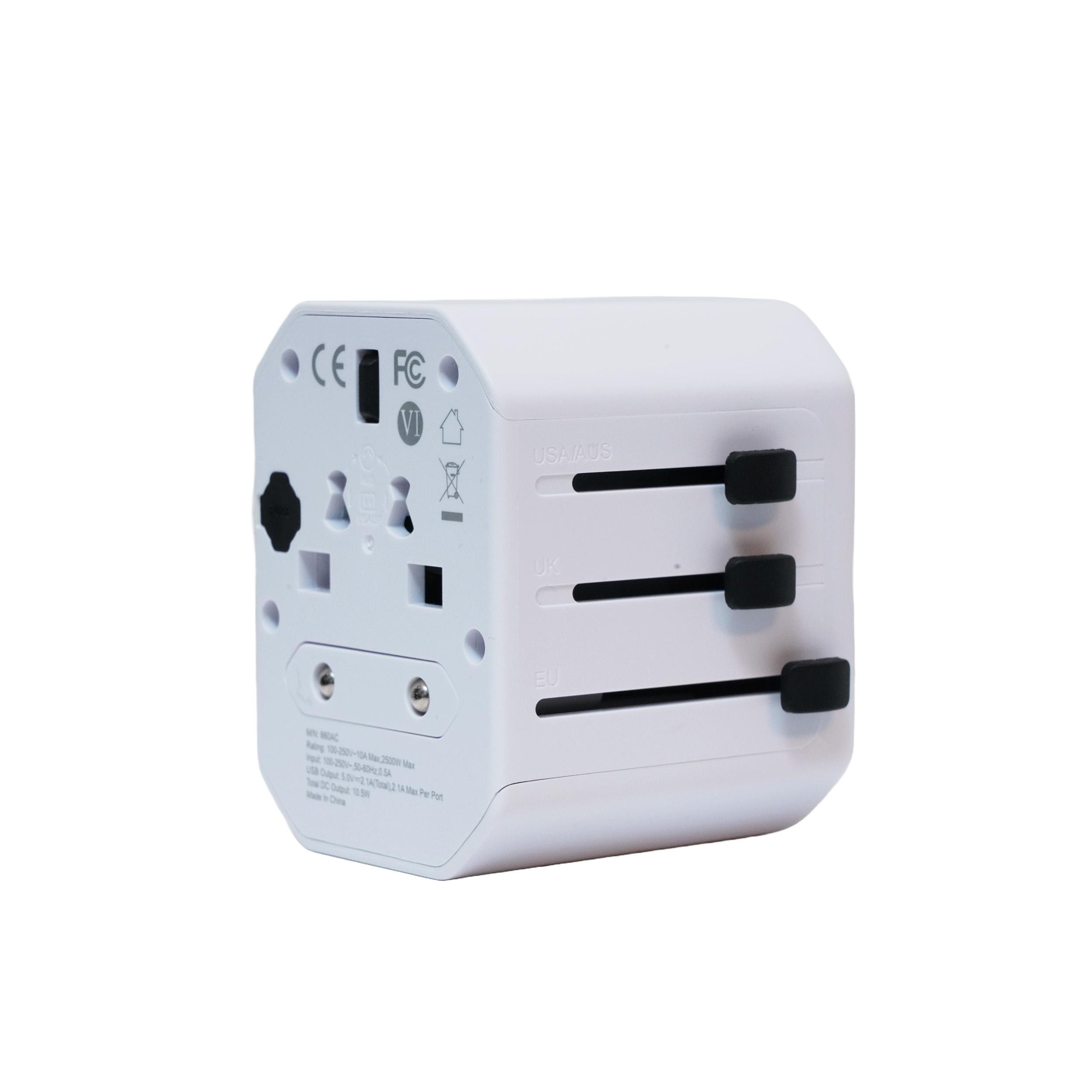 Personalized Universal Travel Adaptor - White